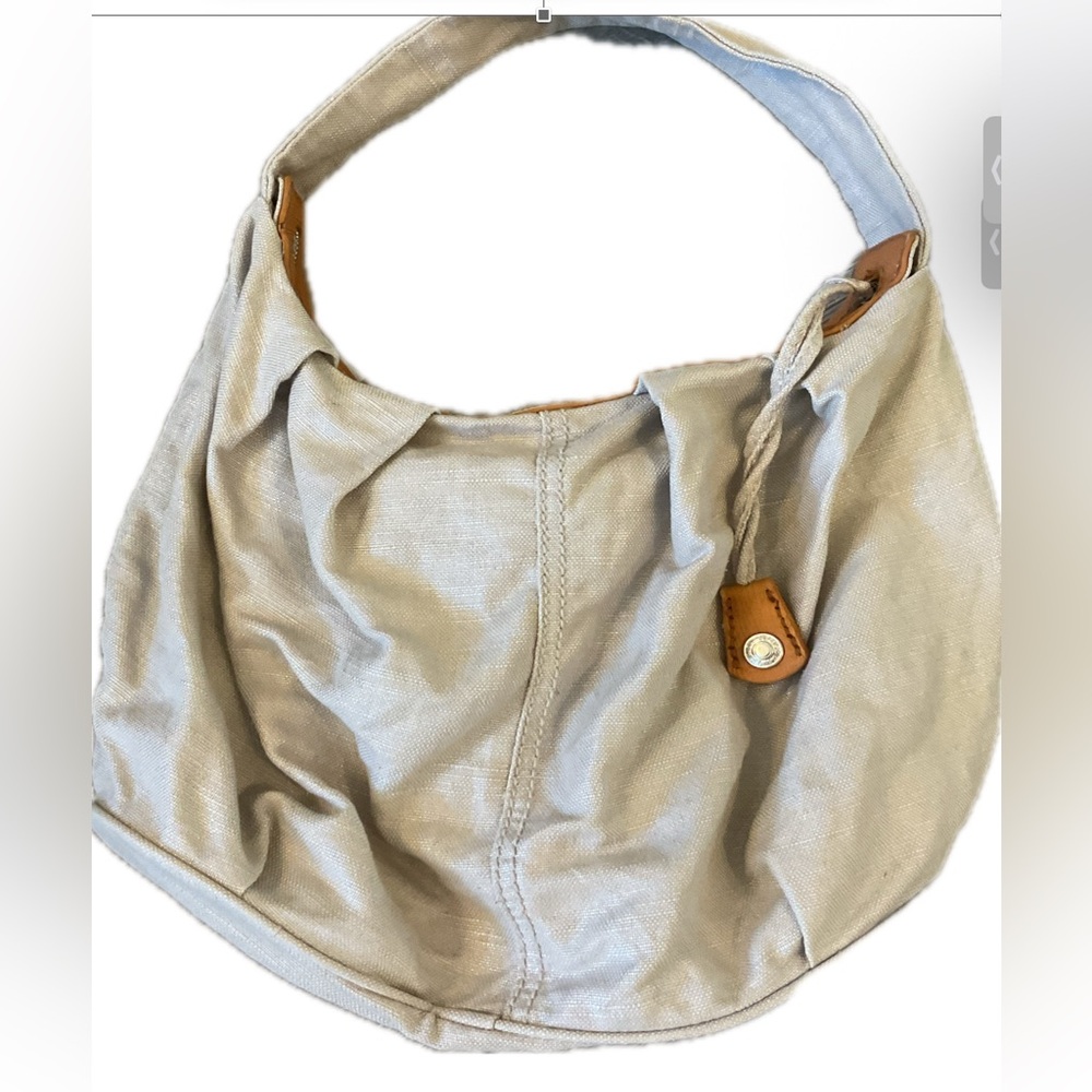 GAP Jute Gray/Silver with Faux leather Tan Hobo Bag